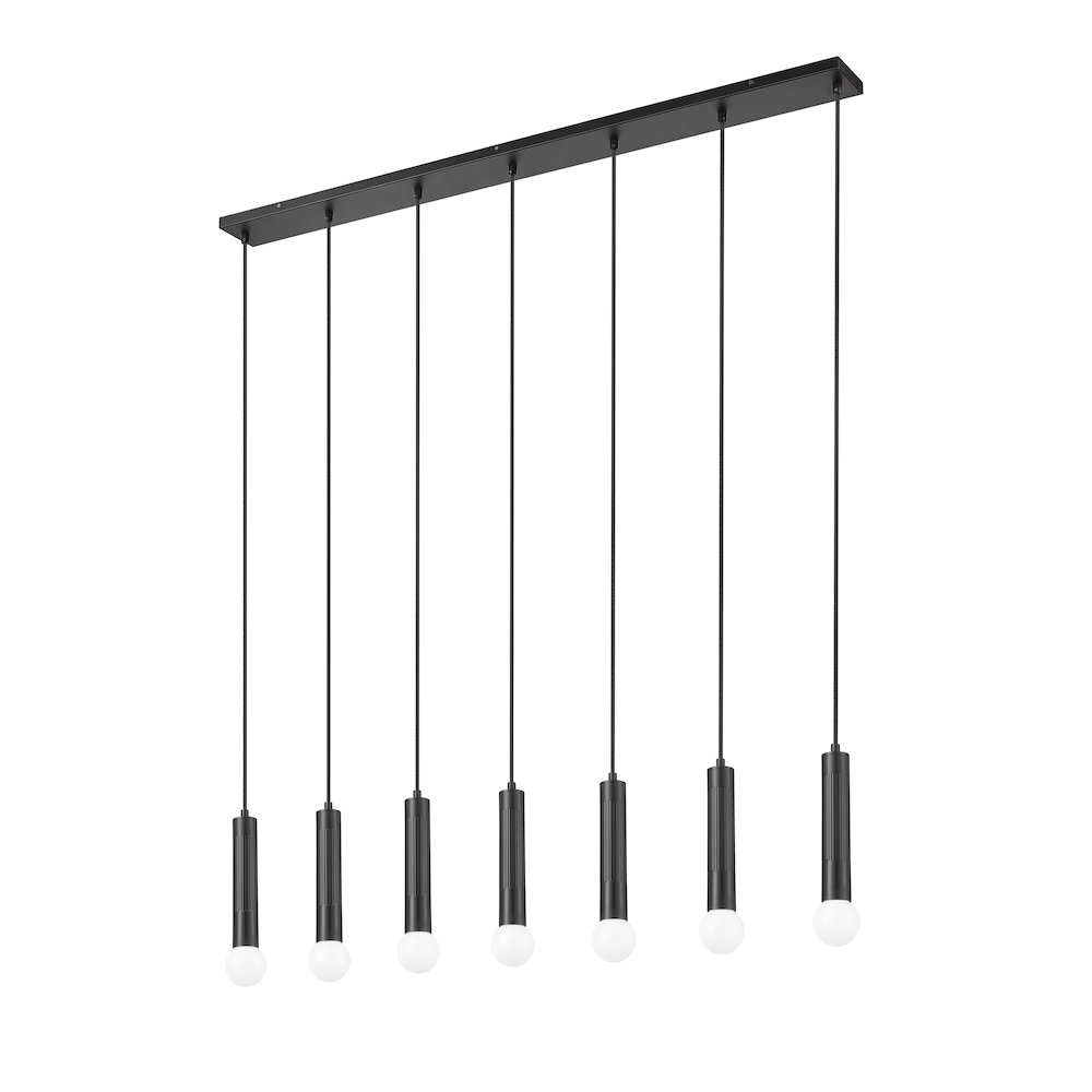 Z-Lite Stari 7 Light Linear Chandelier in Matte Black color, Steel frame. Picture 5