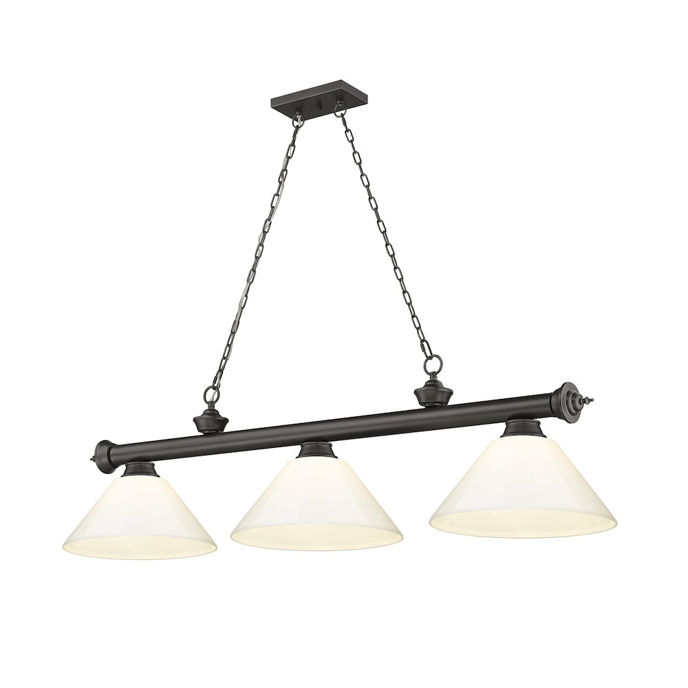 Z-Lite Cordon 3 Light Billiard, Steel Frame, White Shade Color. Picture 1