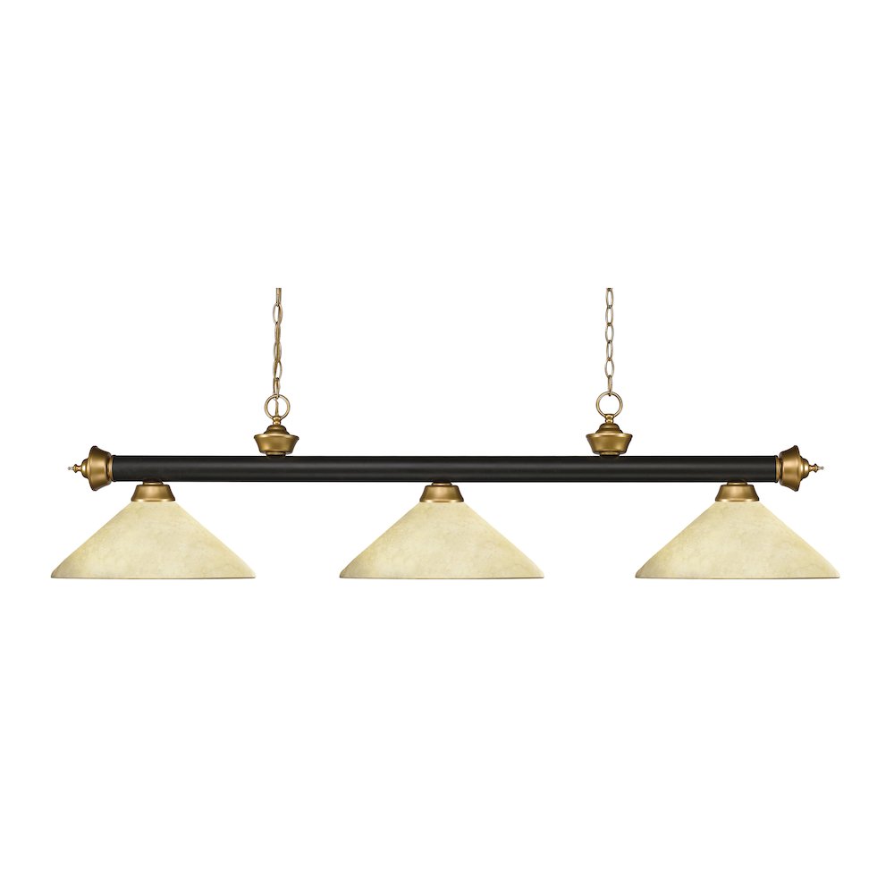 Z-Lite Riviera 3 Light Billiard, Steel Frame, Golden Mottle Shade Color. Picture 1