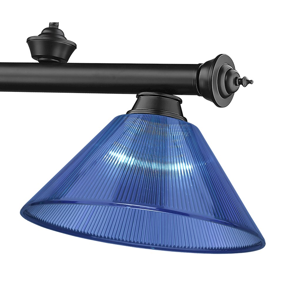 Z-Lite Cordon 3 Light Billiard, Steel Frame, Dark Blue Shade Color. Picture 4