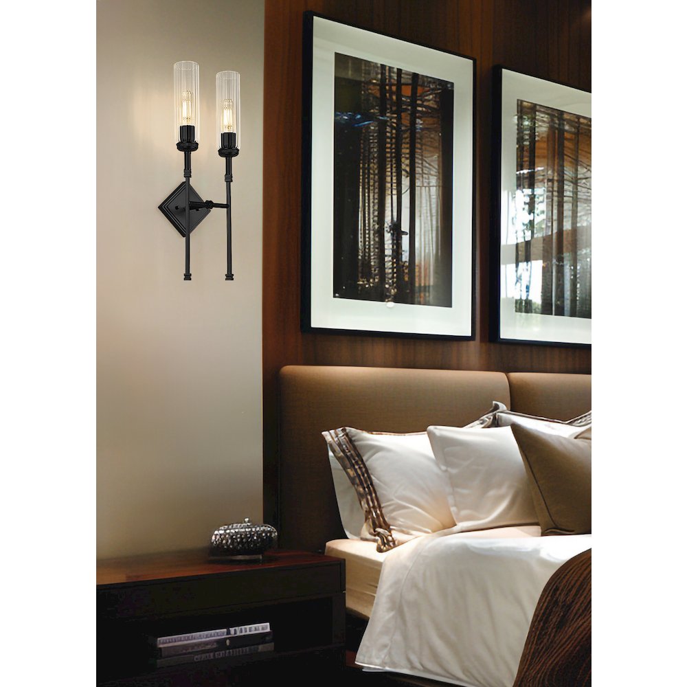 Z-Lite 2 Light Wall Sconce, Matte Black. Picture 5