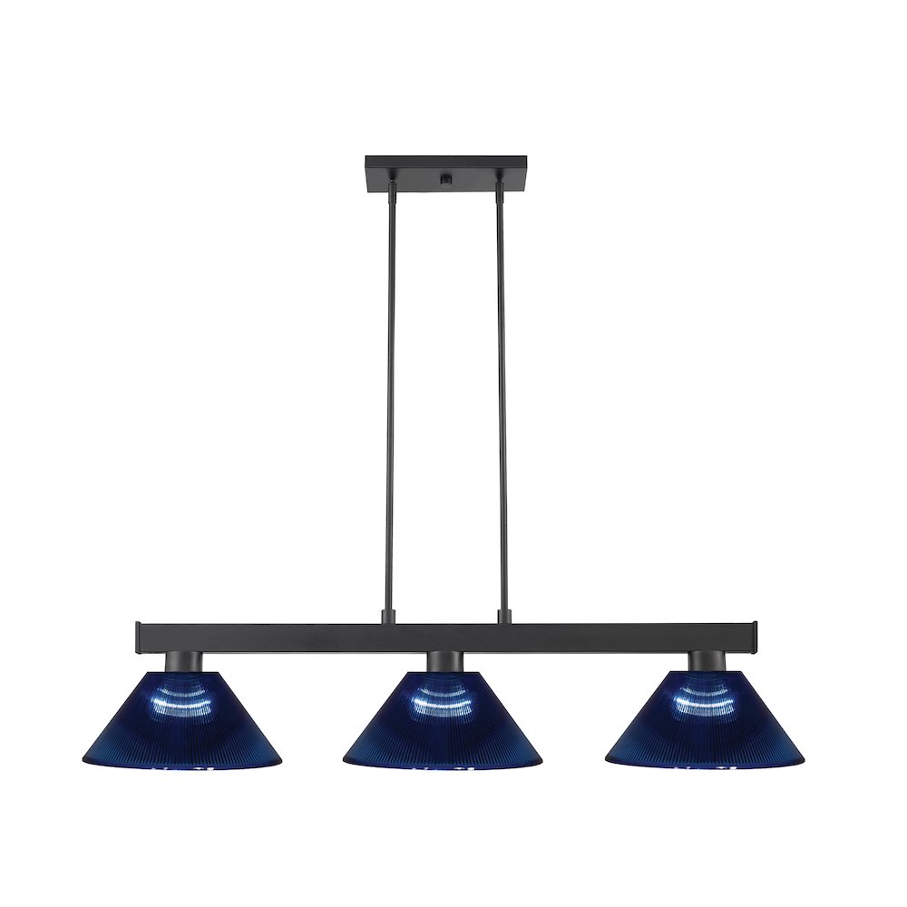 Z-Lite Cobalt 3 Light Billiard, Steel Frame, Dark Blue Shade Color. Picture 1