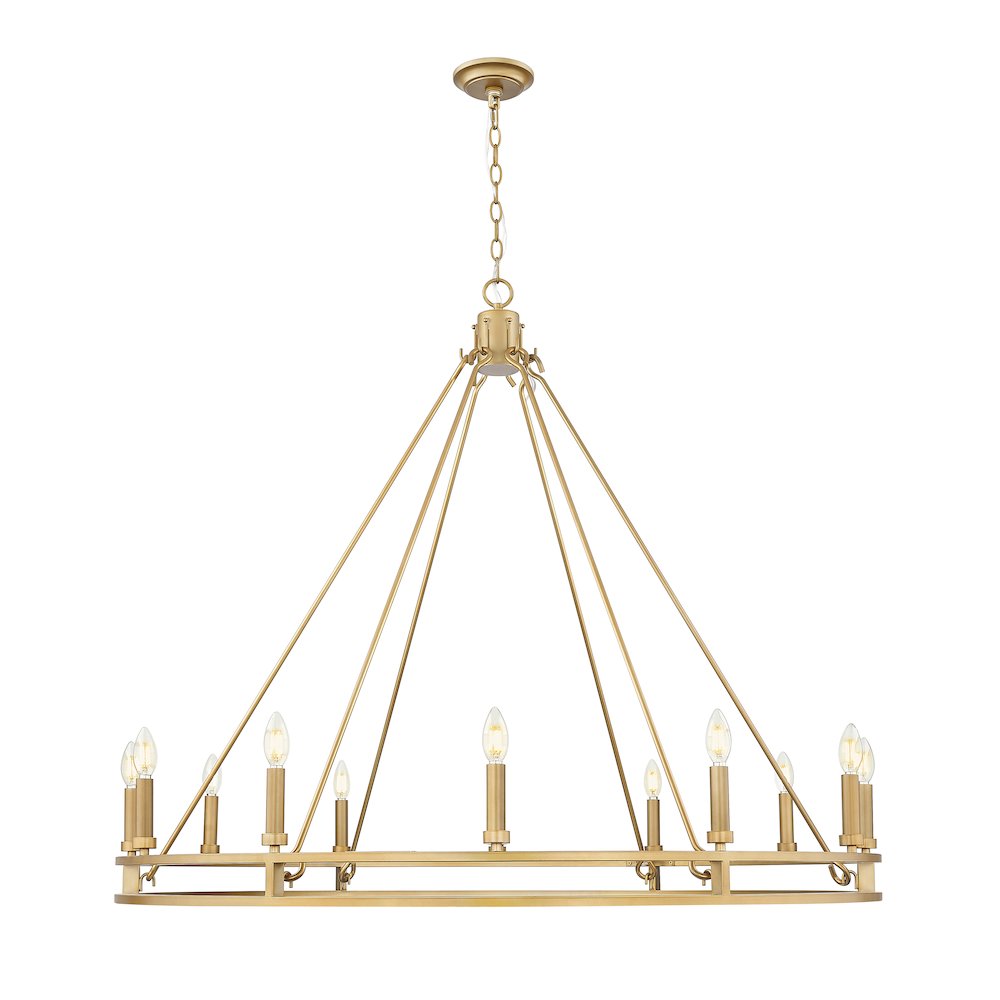 Z-Lite Dennison 12 Light Chandelier in Signature Brass color, Steel frame. Picture 2