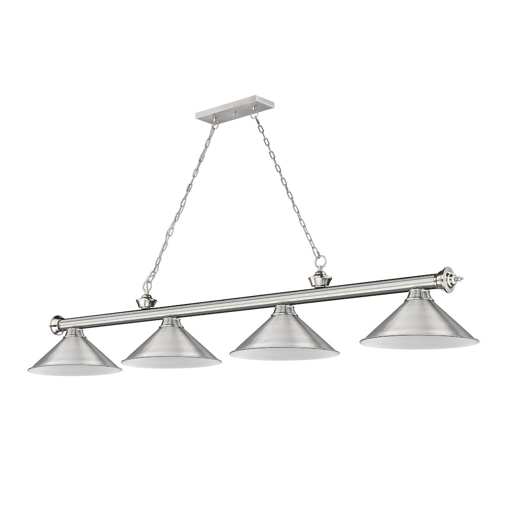 Z-Lite Cordon 4 Light Billiard, Steel Frame, Brushed Nickel Shade Color. Picture 5