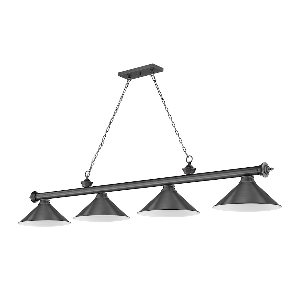 Z-Lite Cordon 4 Light Billiard, Steel Frame, Bronze Plate Shade Color. Picture 5