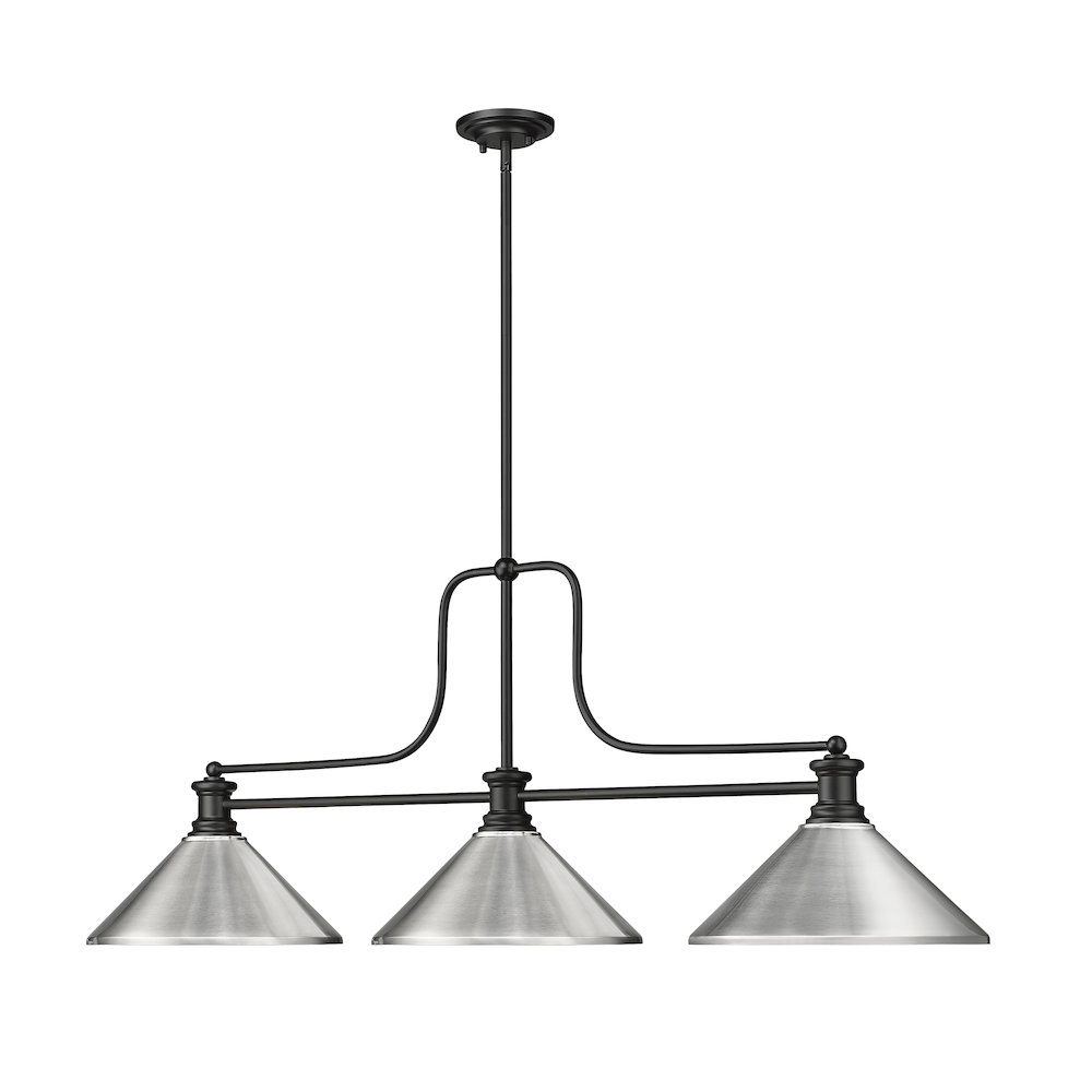 Z-Lite Melange 3 Light Billiard, Steel Frame, Brushed Nickel Shade Color. Picture 3