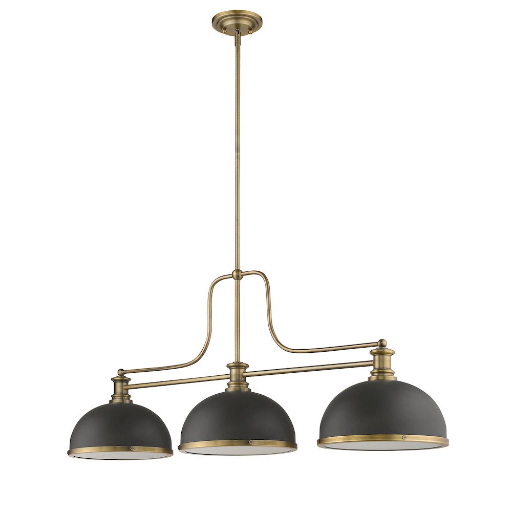 Z-Lite Melange 3 Light Billiard, Bronze + Heritage Brass Shade Color. Picture 5