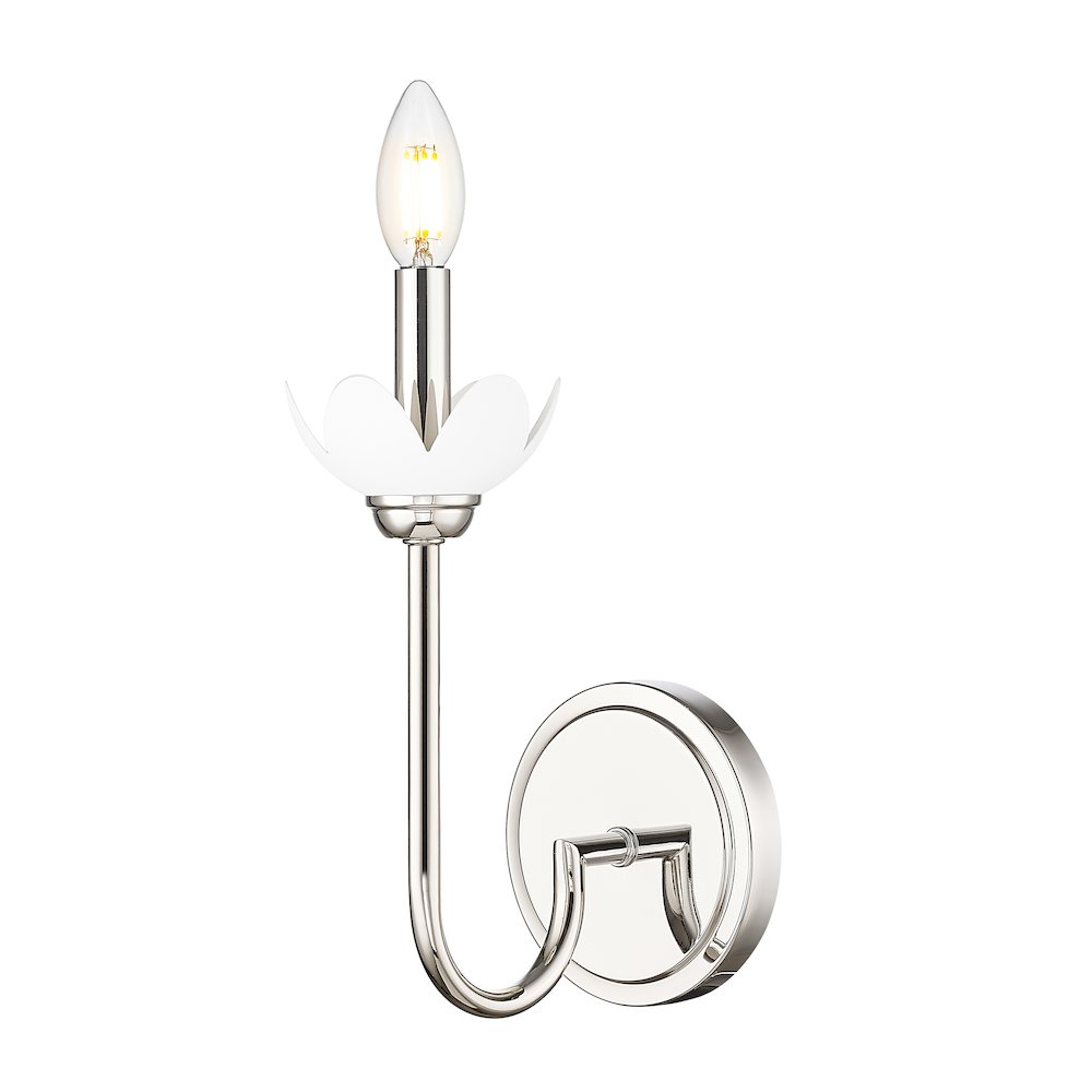 Z-Lite Allistair 1 Light Wall Sconce in Polished Nickel color, Steel frame. Picture 1