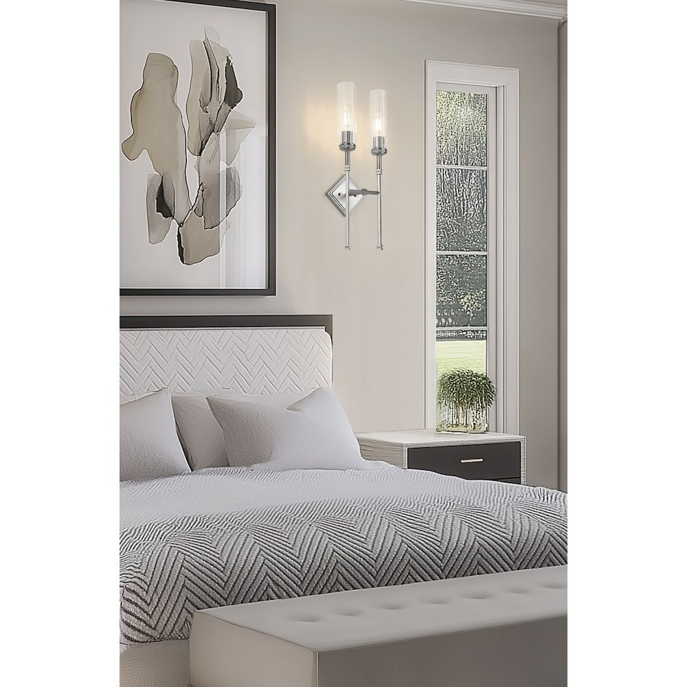 Z-Lite 2 Light Wall Sconce, Brushed Nickel. Picture 6