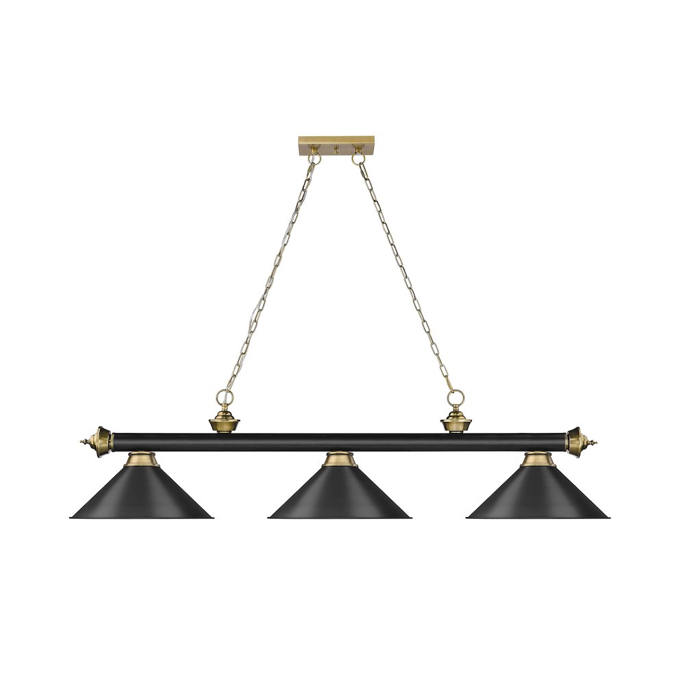 Z-Lite Cordon 3 Light Billiard, Steel Frame, Matte Black Shade Color. Picture 2