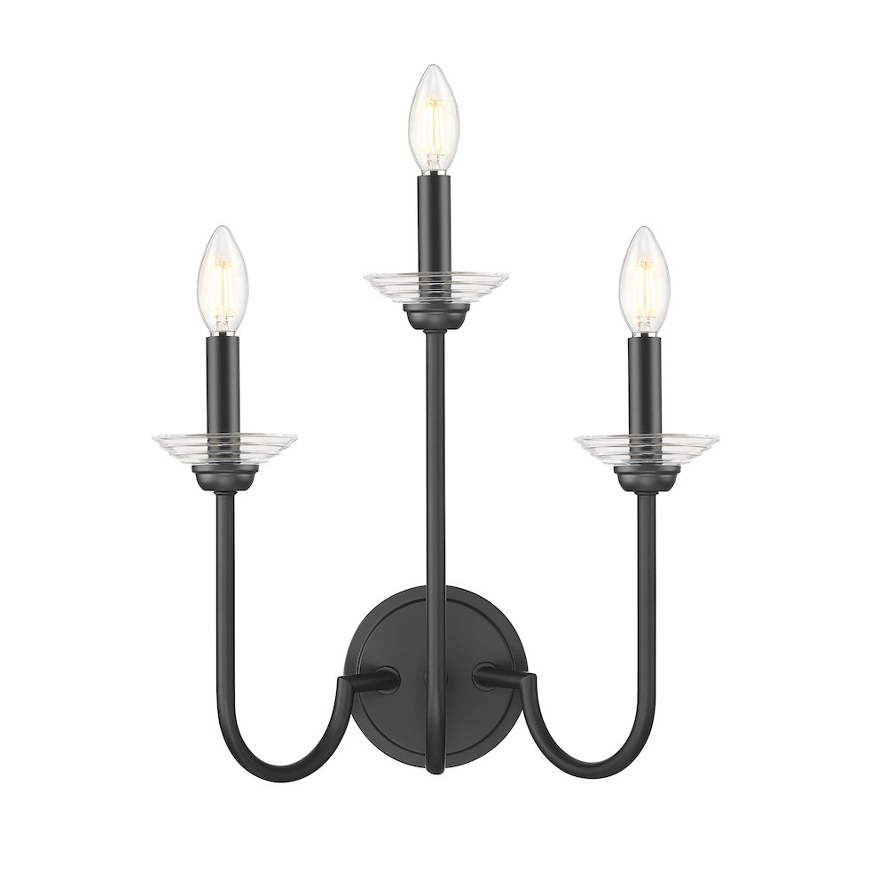 Z-Lite Allistair 3 Light Wall Sconce in Matte Black color, Steel frame. Picture 2