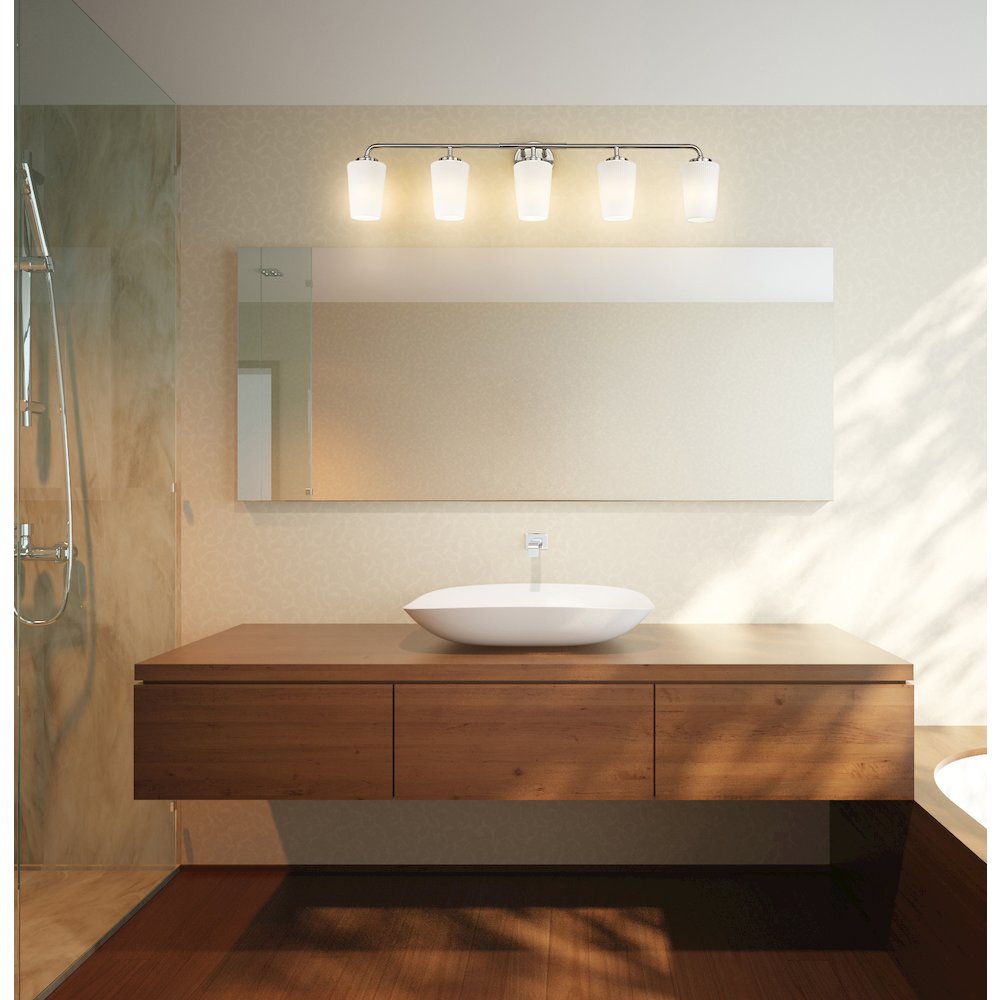 Z-Lite Montford 5 Light Vanity in Brushed Nickel color, Steel frame. Picture 6