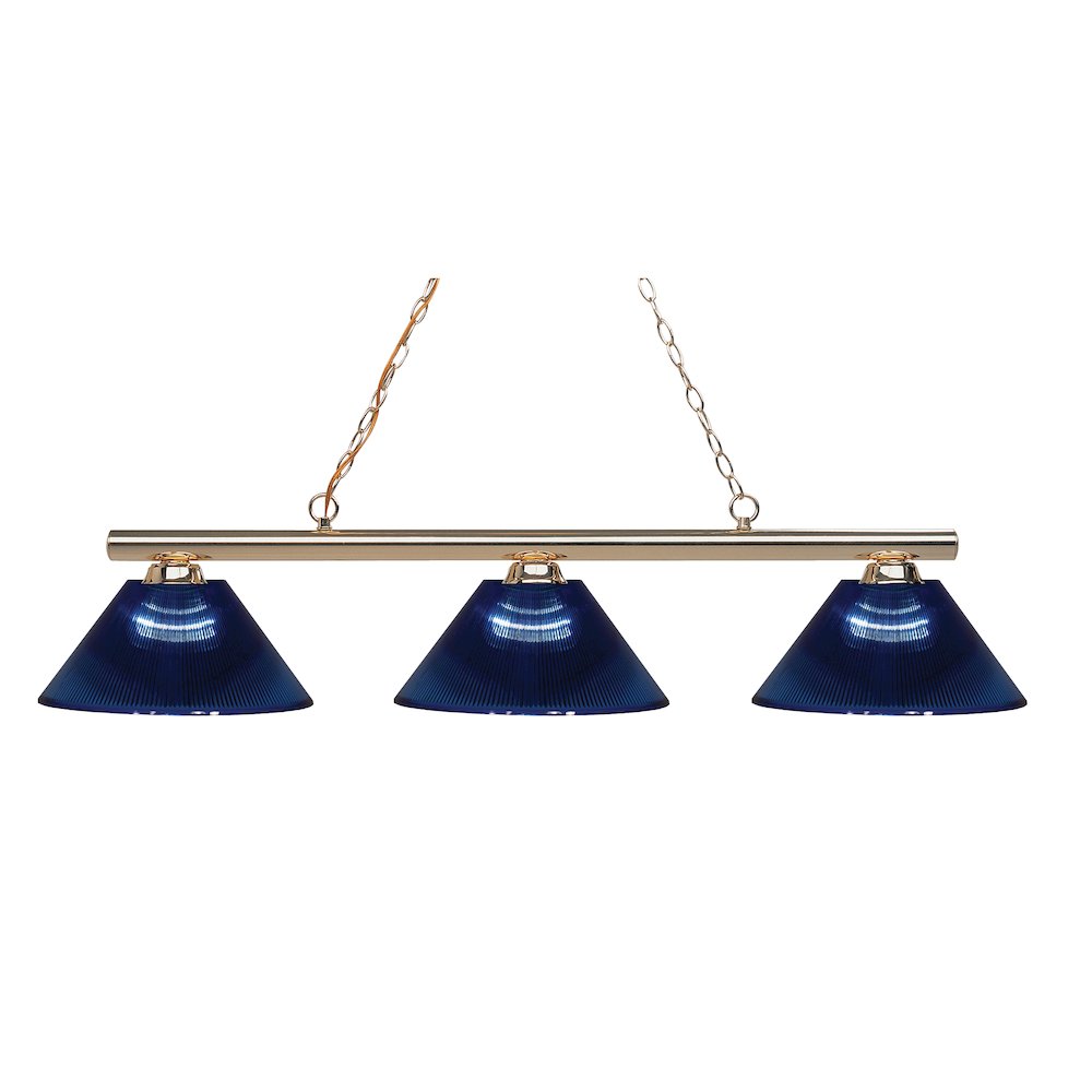 Z-Lite Sharp Shooter 3 Light Billiard, Steel Frame, Dark Blue Shade Color. Picture 1