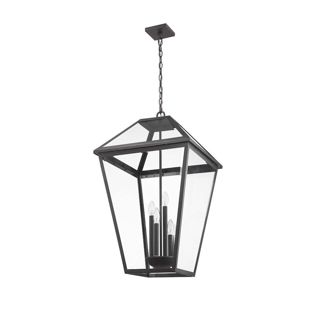 Z-Lite Talbot 4 Light Outdoor Chain Mount Ceiling Fixture, Black. Picture 5