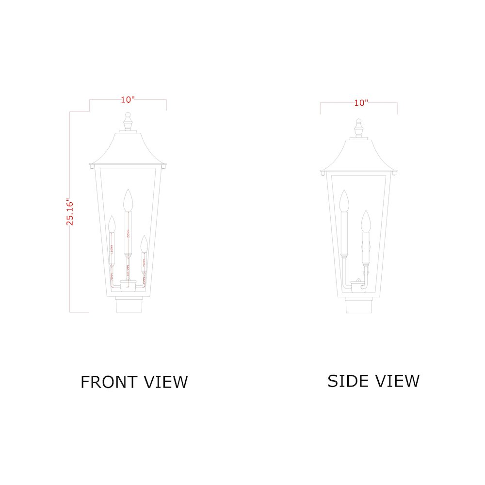 Z-Lite 3 Light Outdoor Post Mount Fixture. Picture 6