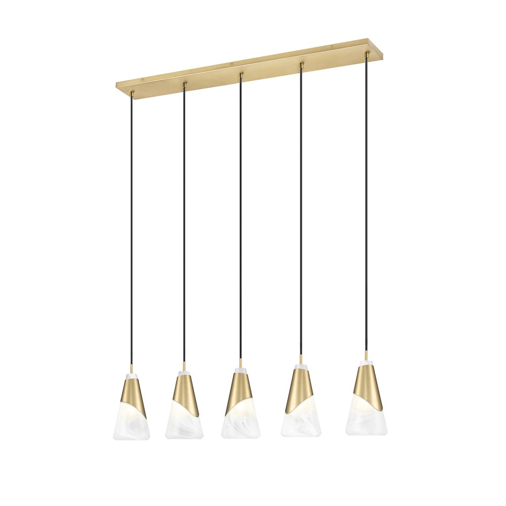 Z-Lite Aimie 5 Light Linear Chandelier, Modern Gold. Picture 1