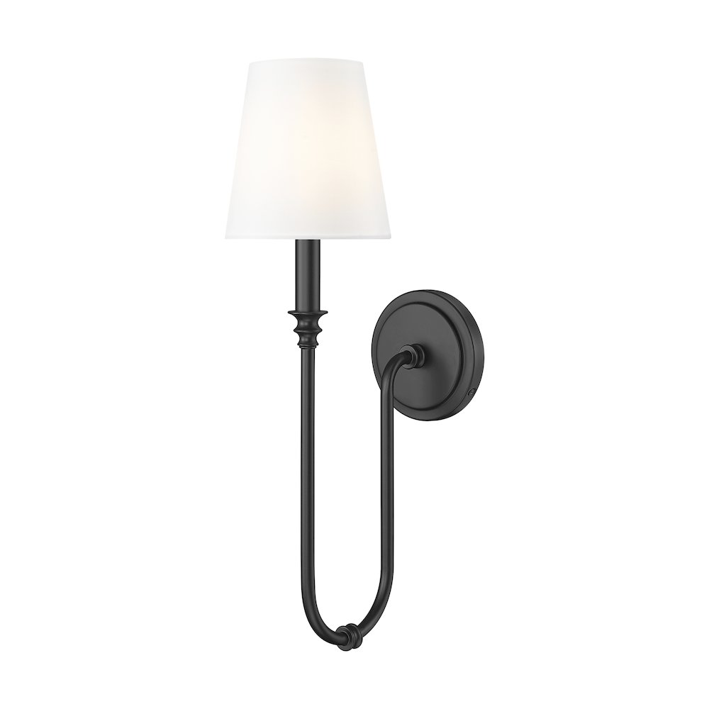 Z-Lite 1 Light Wall Sconce, Matte Black. Picture 1