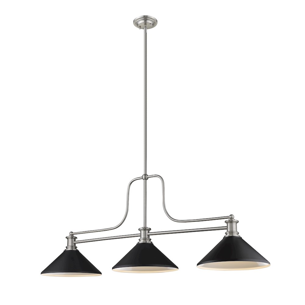 Z-Lite Melange 3 Light Billiard, Steel Frame, Matte Black Shade Color. Picture 1