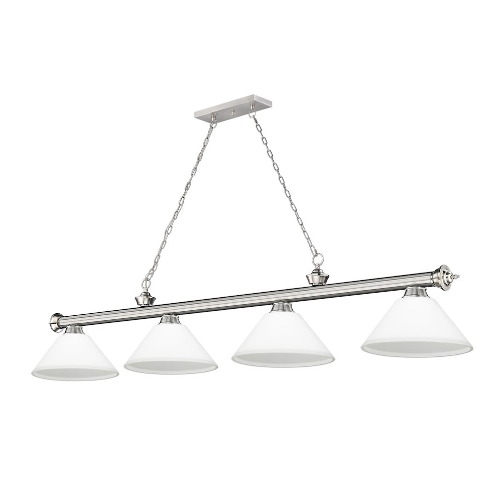 Z-Lite Cordon 4 Light Billiard, Steel Frame, Matte Opal Shade Color. Picture 5