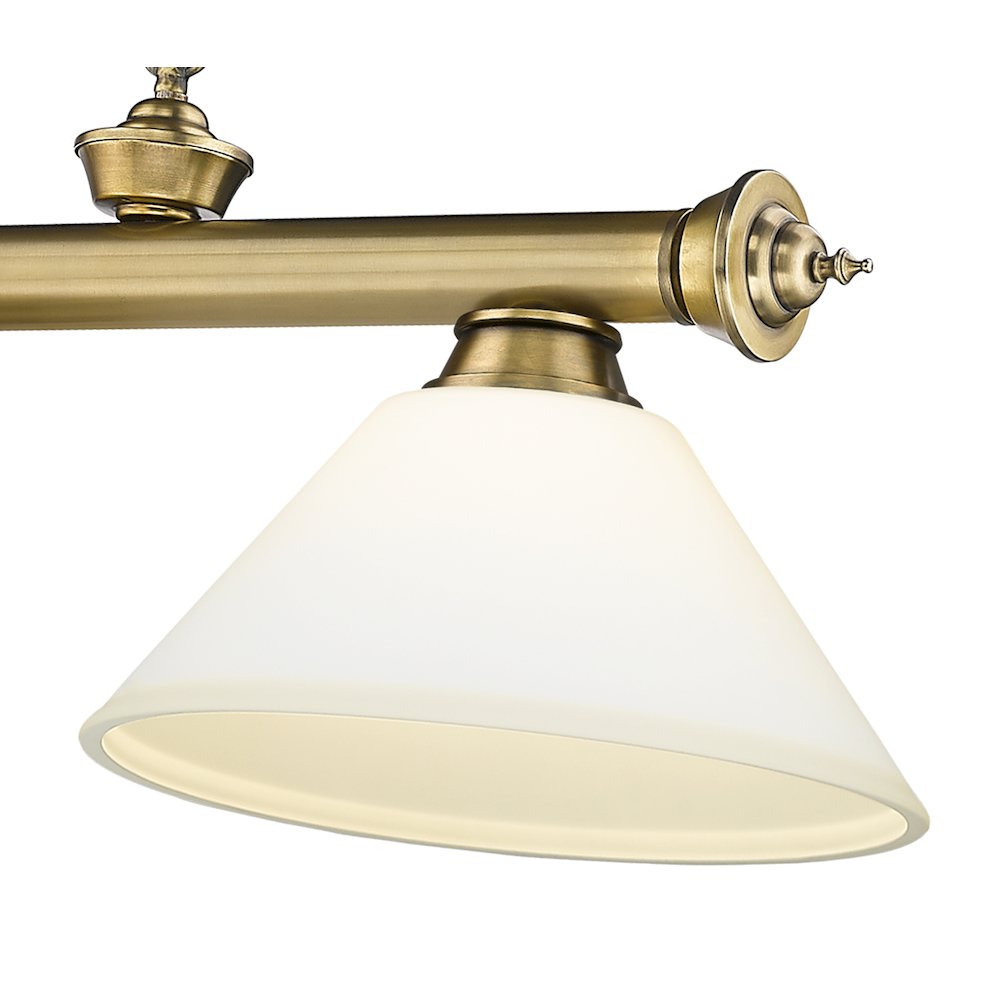 Z-Lite Cordon 3 Light Billiard, Steel Frame, Matte Opal Shade Color. Picture 4