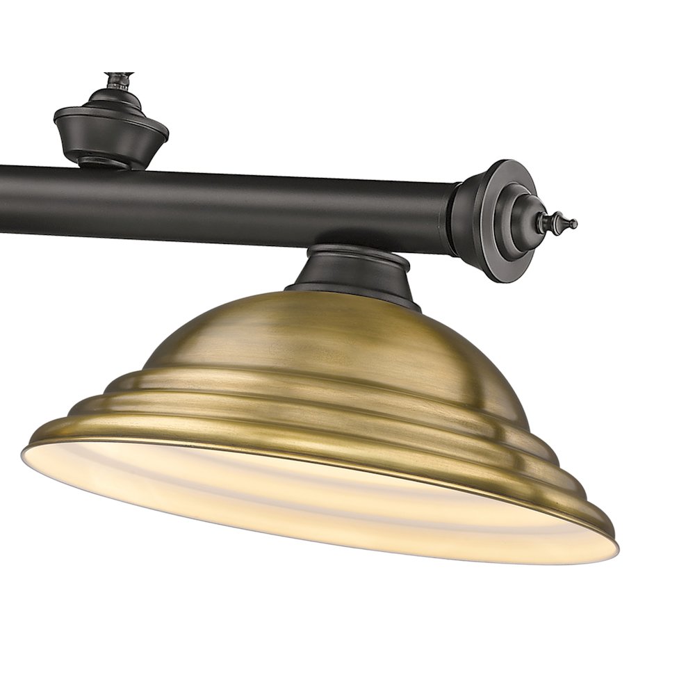 Z-Lite Cordon 3 Light Billiard, Steel Frame, Rubbed Brass Shade Color. Picture 4