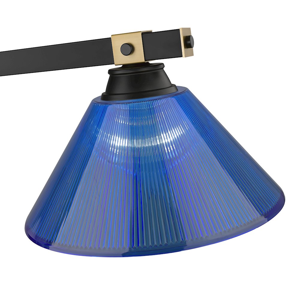 Z-Lite Bronte 3 Light Billiard, Steel Frame, Dark Blue Shade Color. Picture 4