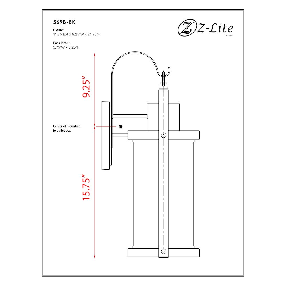 Z-Lite 1 Light Outdoor Wall Light. Picture 8