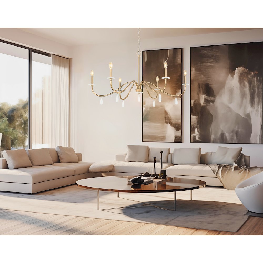 Z-Lite 6 Light Chandelier, Mordern Gold. Picture 6