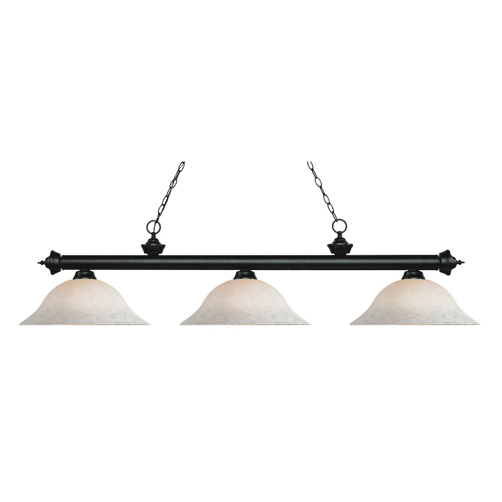 Z-Lite Riviera 3 Light Billiard, Steel Frame, White Mottle Shade Color. Picture 1