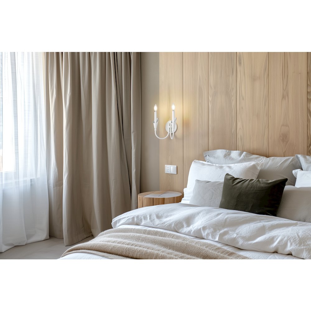 Z-Lite Claudelle 2 Light Wall Sconce in Textured White color, Steel frame. Picture 7