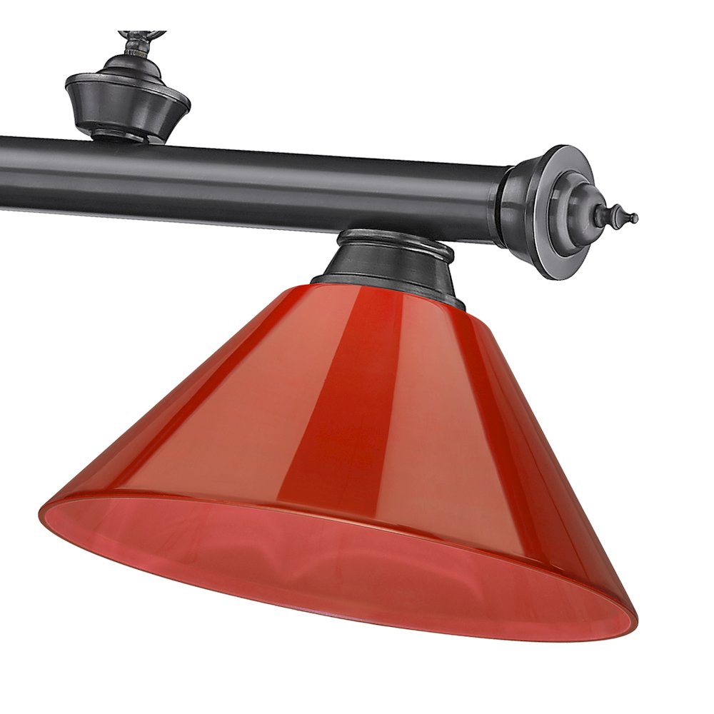 Z-Lite Cordon 3 Light Billiard, Steel Frame, Red Shade Color. Picture 4
