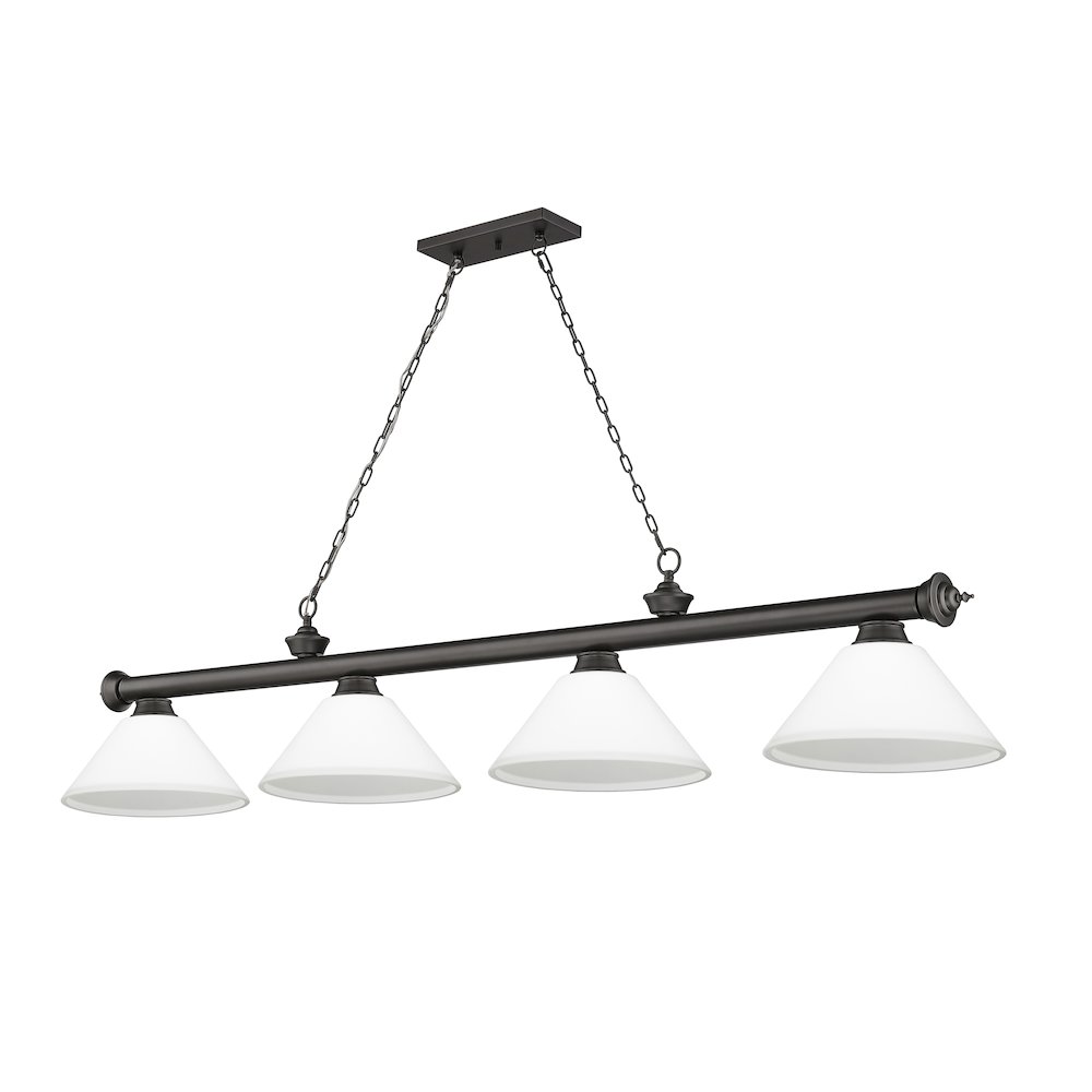 Z-Lite Cordon 4 Light Billiard, Steel Frame, Matte Opal Shade Color. Picture 5
