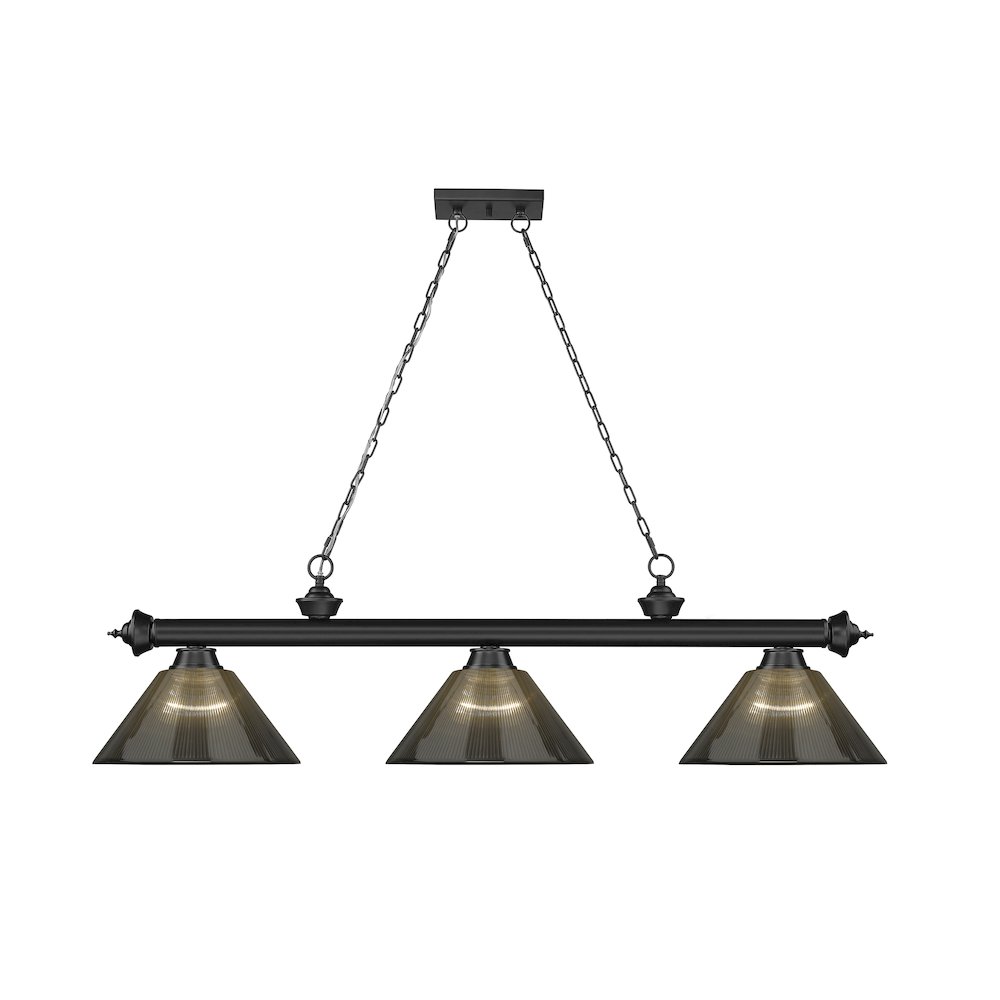Z-Lite Cordon 3 Light Billiard, Steel Frame, Smoke Shade Color. Picture 2