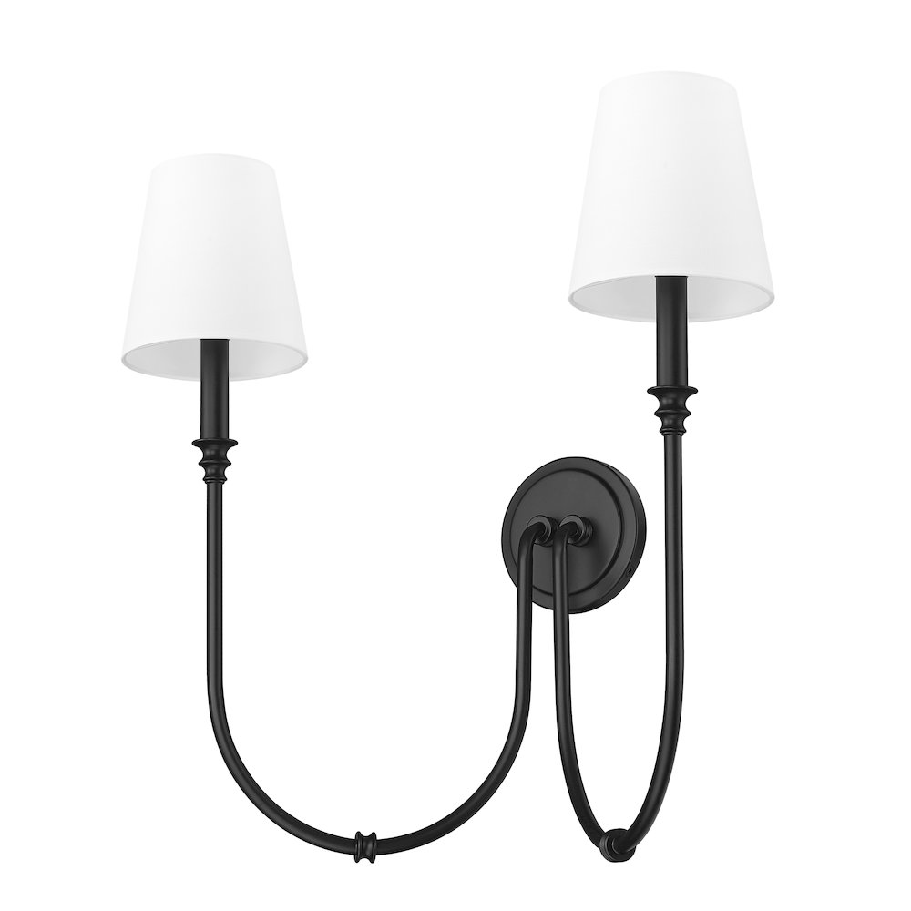 Z-Lite 2 Light Wall Sconce, Matte Black. Picture 7