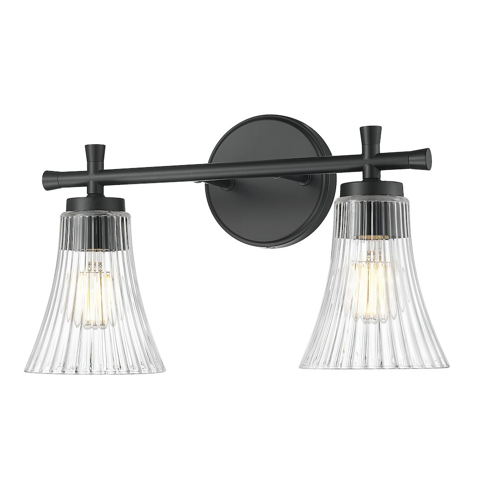 Z-Lite Belle 2 Light Vanity in Matte Black color, Steel frame. Picture 1