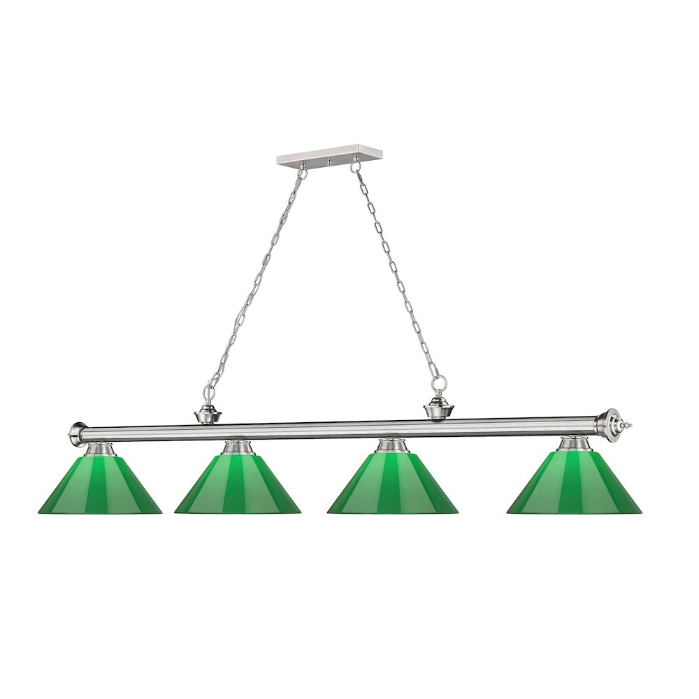 Z-Lite Cordon 4 Light Billiard, Steel Frame, Green Shade Color. Picture 3