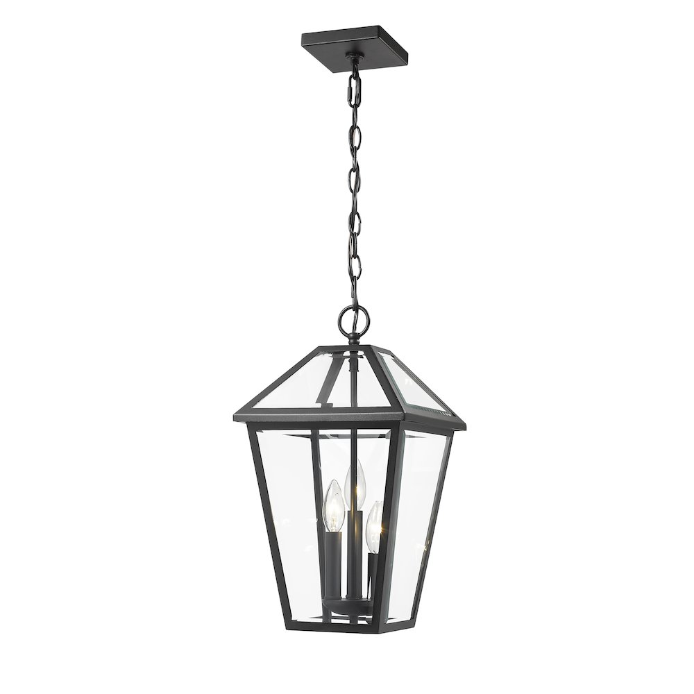 Z-Lite Talbot 3 Light Outdoor Chain Mount Ceiling Fixture, Black. Picture 3