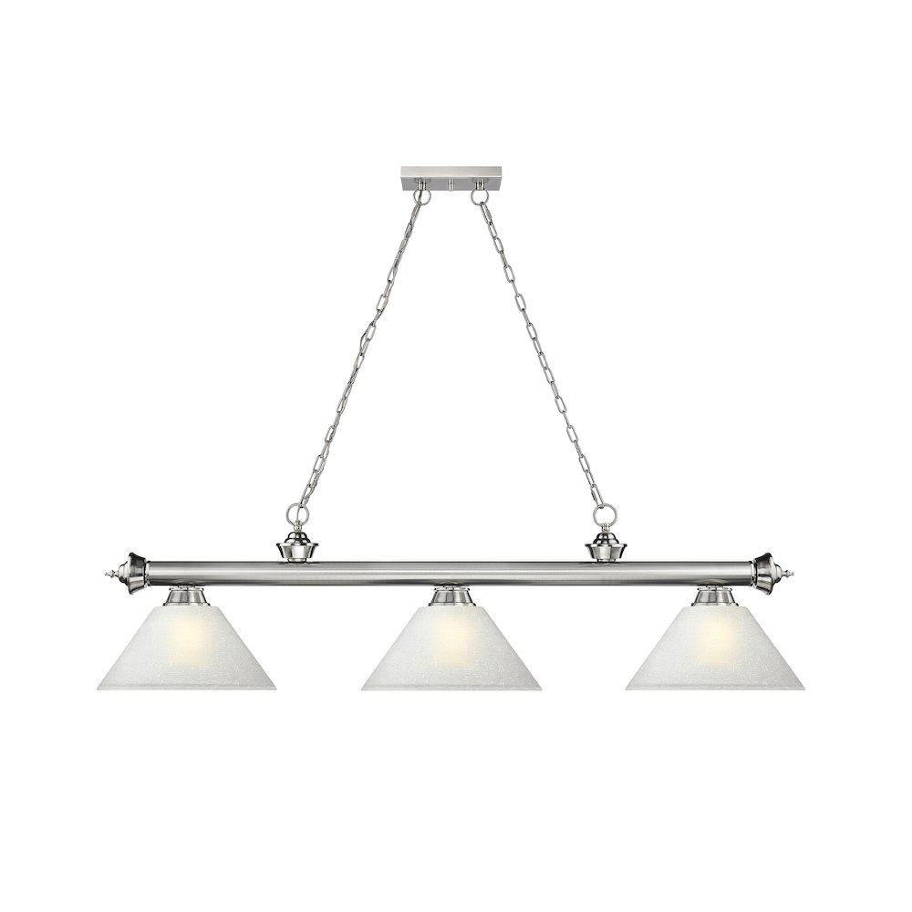 Z-Lite Cordon 3 Light Billiard, Steel Frame, White Linen Shade Color. Picture 2
