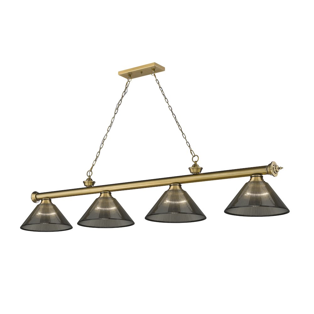 Z-Lite Cordon 4 Light Billiard, Steel Frame, Smoke Shade Color. Picture 1