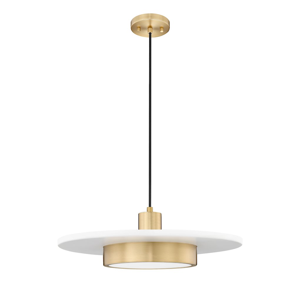 Z-Lite 1 Light Pendant, Matte White + Modern Gold. Picture 7