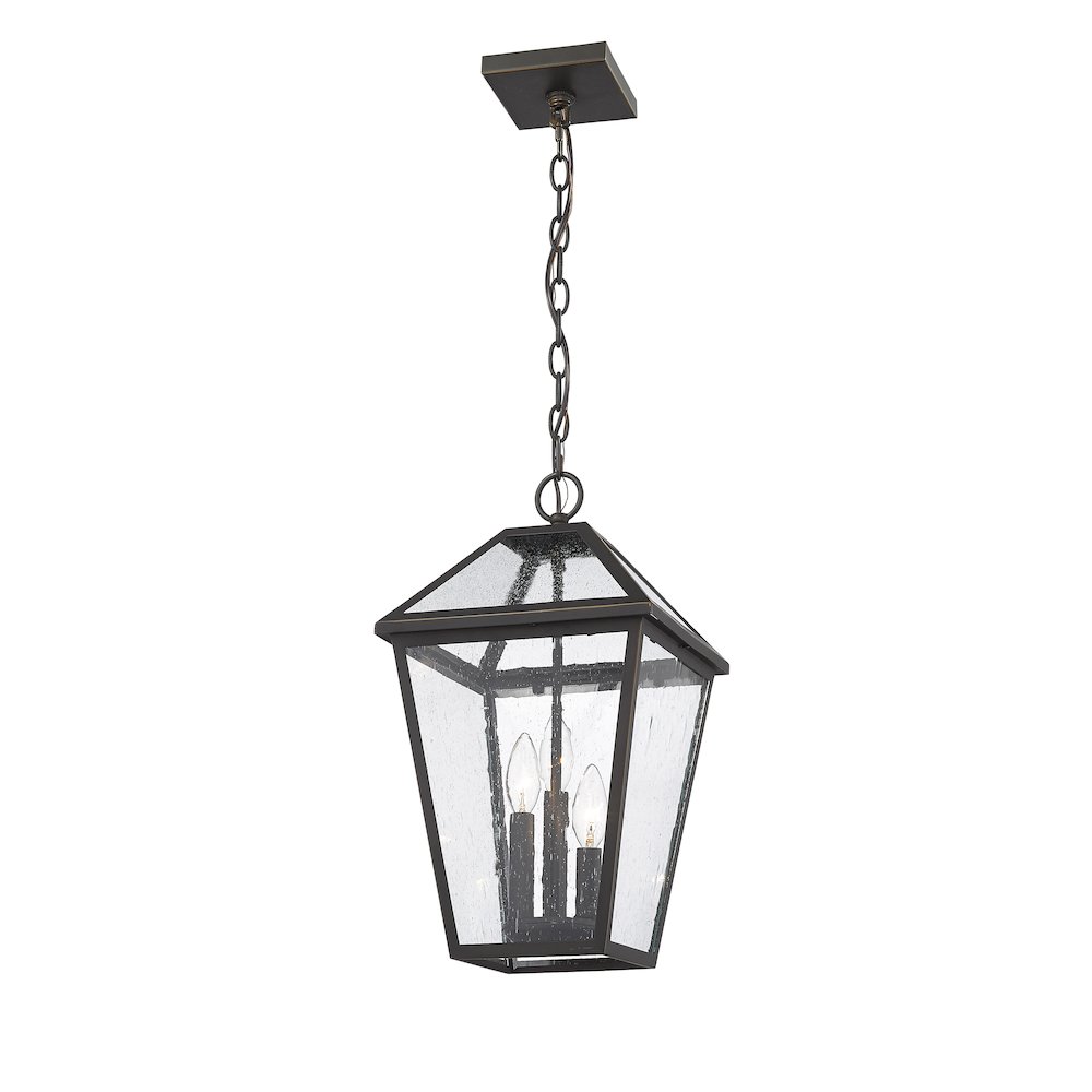 Z-Lite Talbot 3 Light Outdoor Chain Mount Ceiling Fixture, Oil Rubbed Bronze. Picture 2