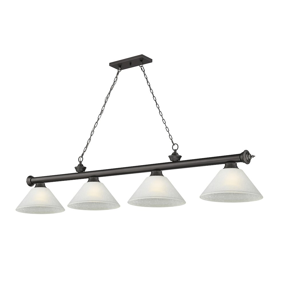 Z-Lite Cordon 4 Light Billiard, Steel Frame, White Linen Shade Color. Picture 1