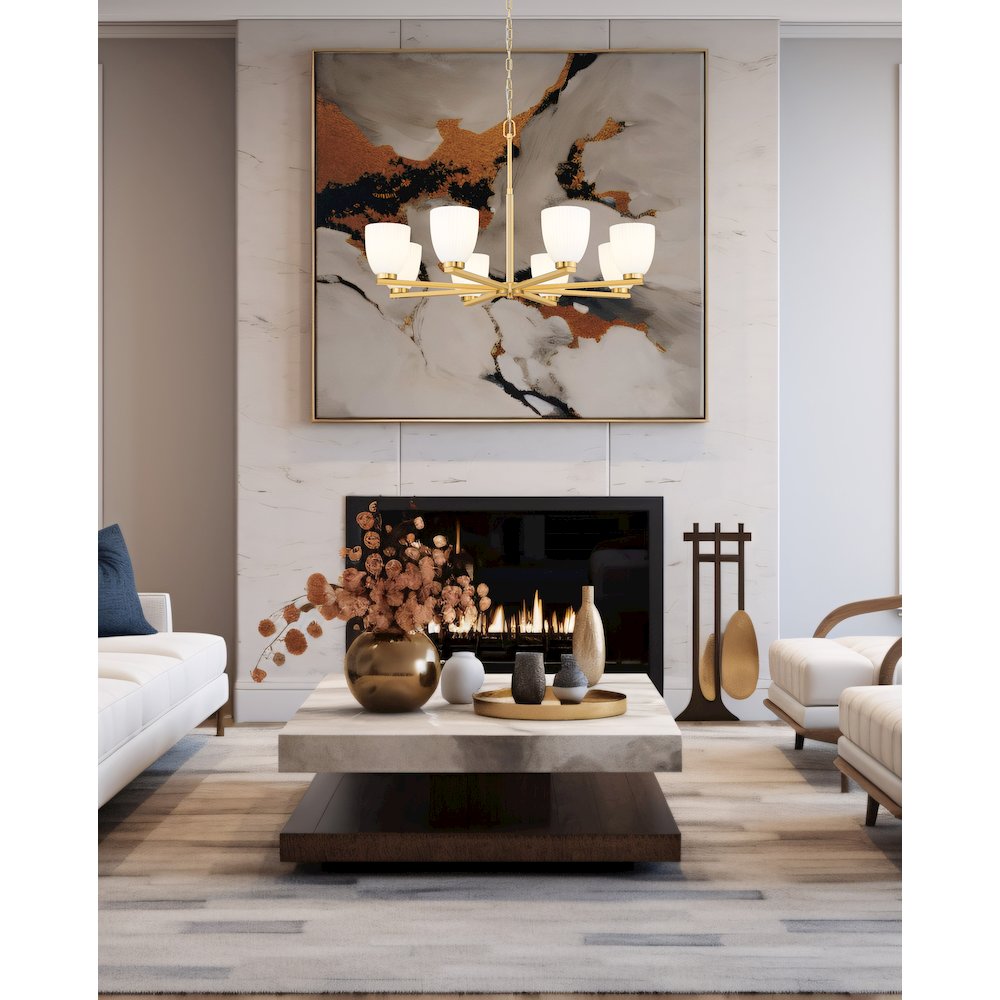 Z-Lite Naya 8 Light Chandelier in Modern Gold color, Steel frame. Picture 6