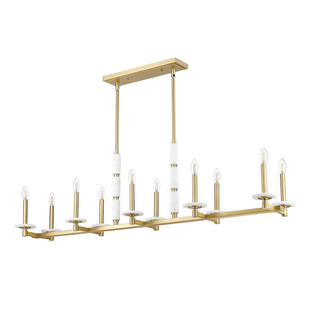 Z-Lite Kaden 10 Light Linear Chandelier in Modern Gold color, Steel frame. Picture 5