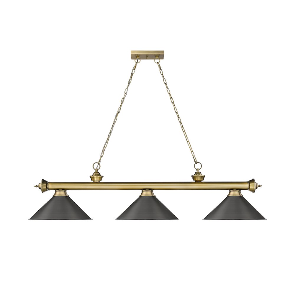Z-Lite Cordon 3 Light Billiard, Steel Frame, Bronze Shade Color. Picture 2