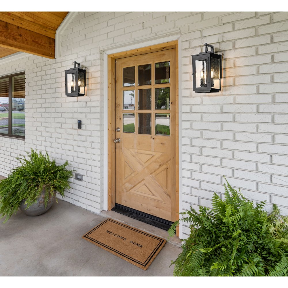 Z-Lite Hartwell 2 Light Outdoor Wall Light in Sand Black color, Aluminum frame. Picture 7