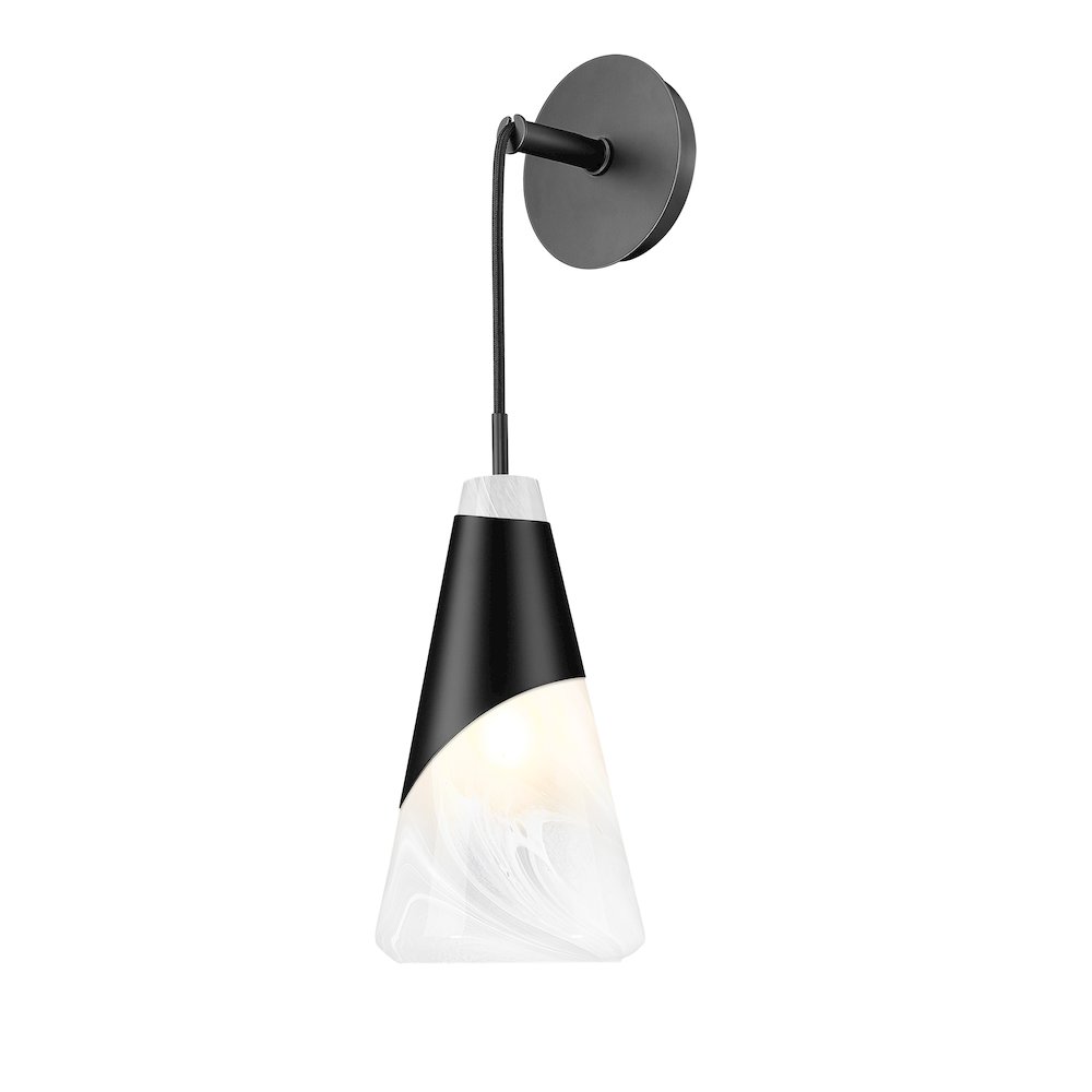 Z-Lite Aimie 1 Light Wall Sconce, Matte Black. Picture 1