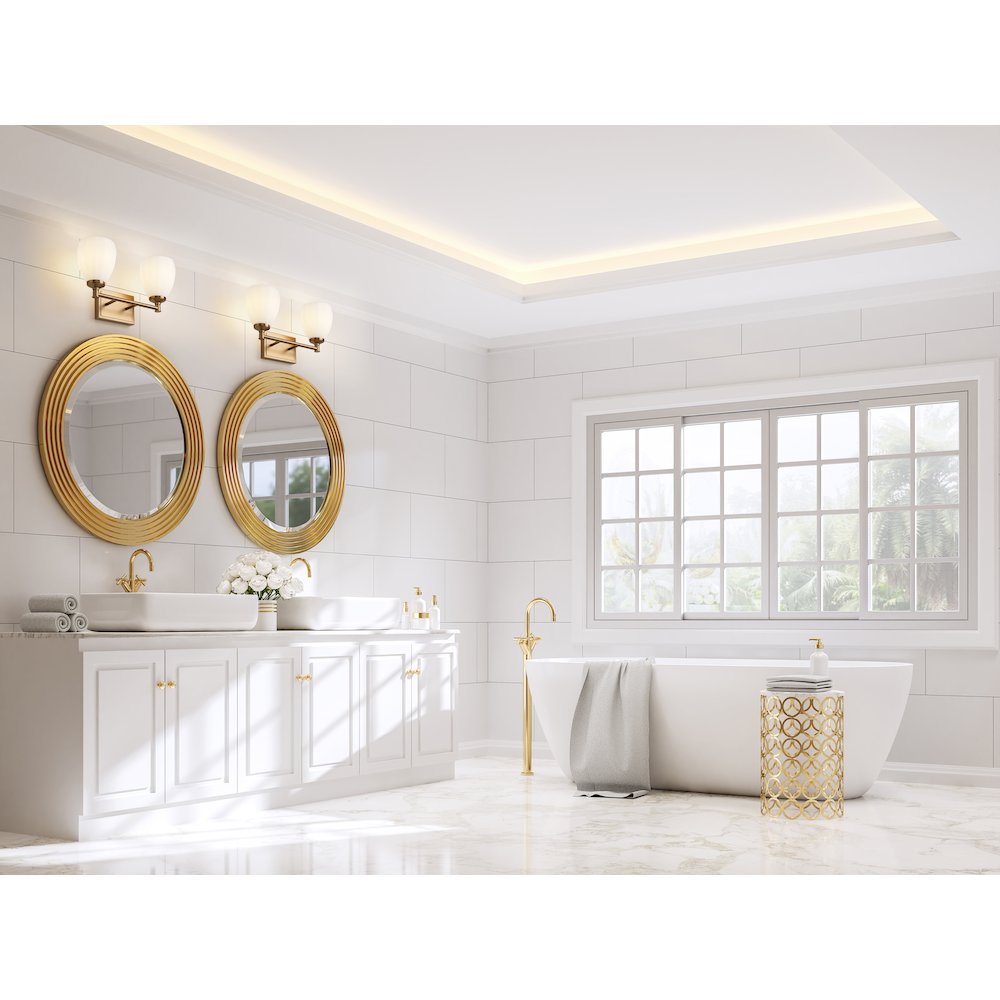 Z-Lite Oren 2 Light Vanity in Modern Gold color, Steel frame. Picture 7