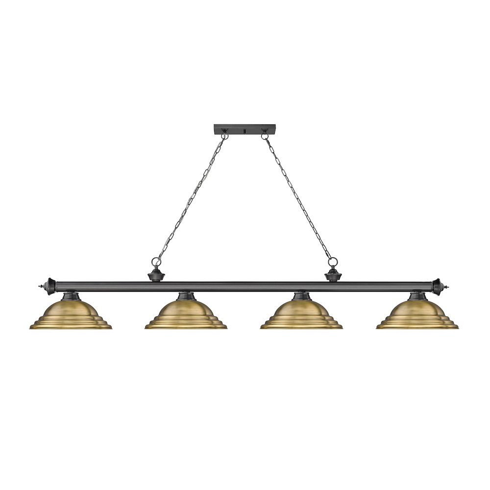 Z-Lite Cordon 4 Light Billiard, Steel Frame, Rubbed Brass Shade Color. Picture 2