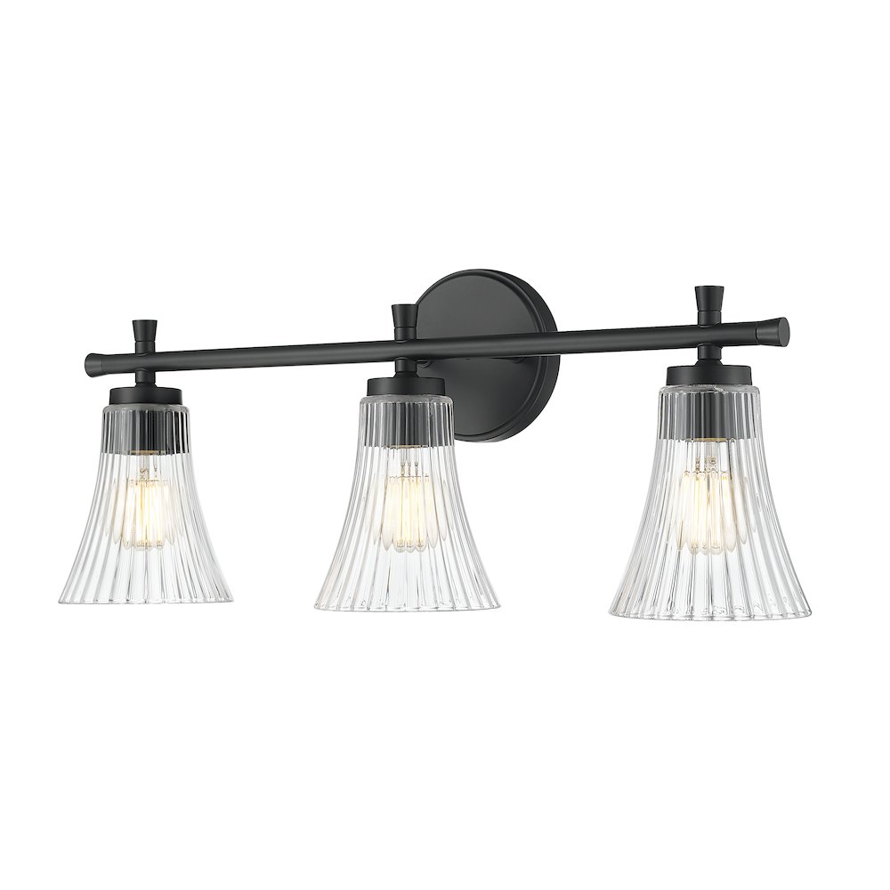 Z-Lite Belle 3 Light Vanity in Matte Black color, Steel frame. Picture 1